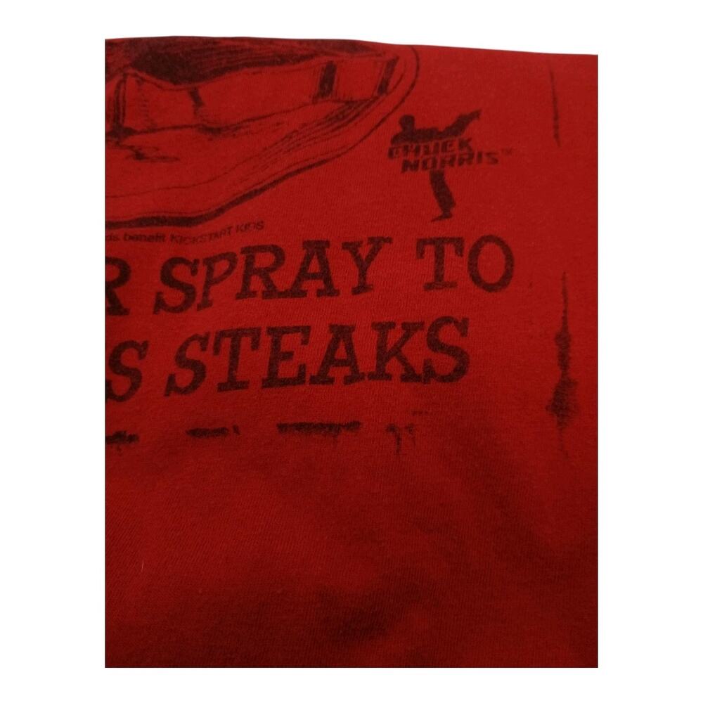Chuck Norris Uses Pepper Spray To Spice Up His Steaks Red Men's 2XL Tee Shirt - Picture 10 of 12